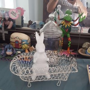 Vintage wire basket claw foot bath tub